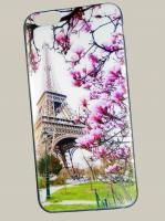 Чехол Apple iPhone 6 Plus бампер силикон белый Эйфелева башня в розовых цветах