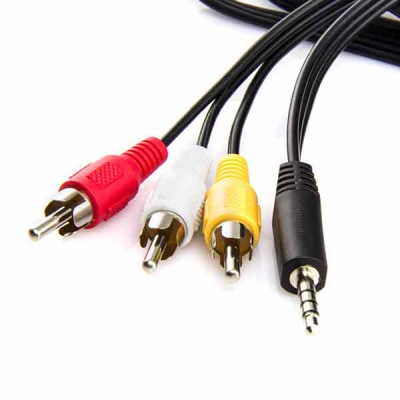 Кабель соединительный 3RCA(M-папа)-Jack 3,5mm(M-папа) 1.5m чёрный