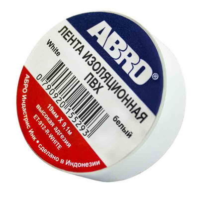 Изолента-ПВХ-ET-912-20-WH-R-ABRO