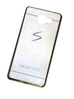 Чехол-Samsung-Galaxy-A7-2016-(SM-A710F)-бампер-силикон-металл-золотой-зеркальный-логотип-Samsung