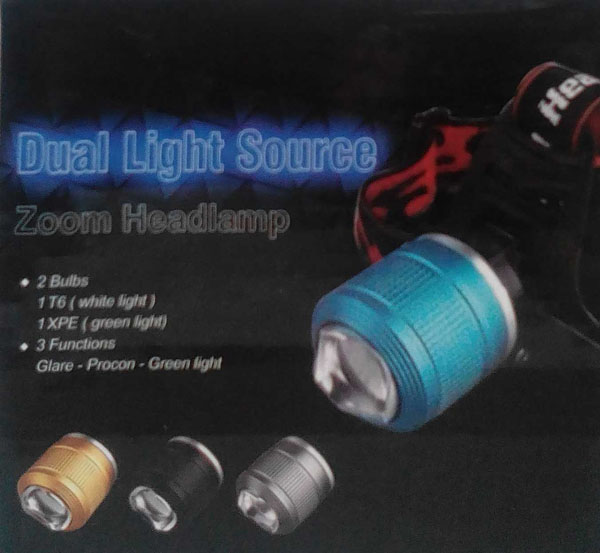 Фонарь налобный T6 LED+XPE LED(синий) YGL-Q33 (18650 - 2 шт.)