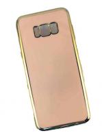 Samsung-S8+-S8-Edge-SM-G955F-бампер-силиконовый-розовый-с-золотой-рамкой