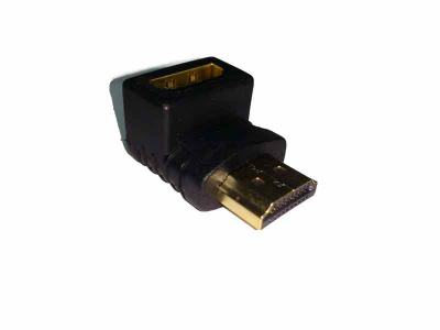Переходник HDMI 1.4(M-папа)-HDMI 1.4(F-мама) 90 град чёрный