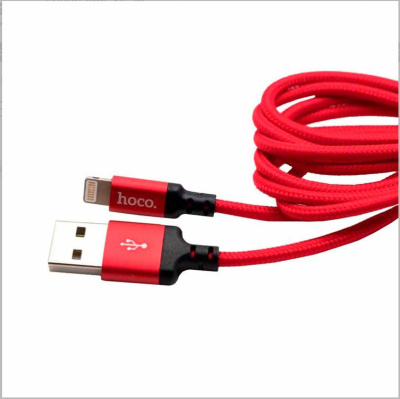 Data кабель USB-Apple iPhone 2.0м Силиконовая оплетка X14 Hoco - красный