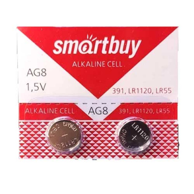Элемент питания AG8 Alkaline 1.5V (10-BL) (200 2000) (391, LR1120, LR55) SmartBuy