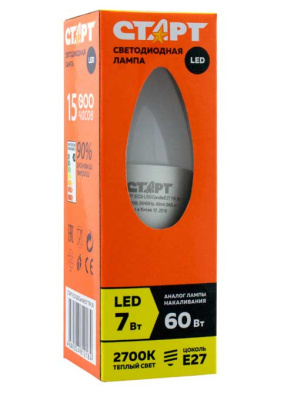 Лампа СТАРТ ECO LED Candle E14 7W 30 теплый 