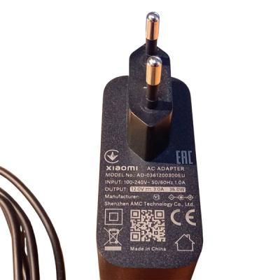Блок питания 12V 1A 36.0W P27FBB-RGGL AD-0361200300EU Xiaomi, фото 2 с маркировкой