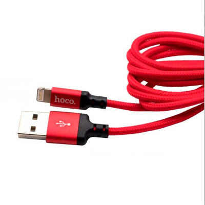 Data кабель USB-Apple iPhone 2.0м Силиконовая оплетка красный X14 Hoco