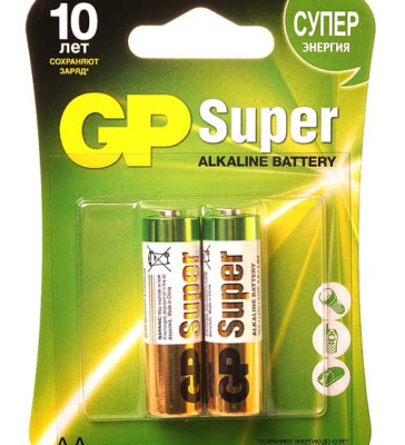Батарейки AA Alkaline GP Super GP15A-CR2 LR6 1.5В BL2