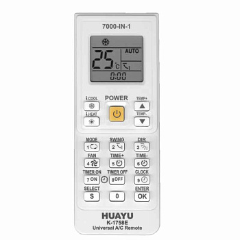 Пульт универсальный для кондиционеров K-1758E 7000 В 1 (KT-9018)  (Huayu)