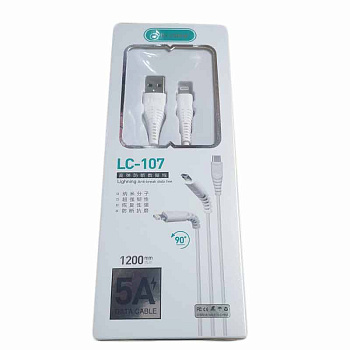 Data кабель USB - Apple Lightning  (iPhone5) 5A 1.2m Силиконовая оплетка LC-107 Китай