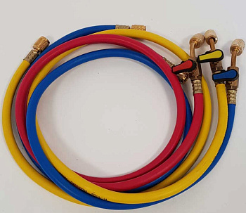 Шланг заправочный  (комплект 3шт) 120см (R-410) с вентилем, 800-4000Psi (компл)