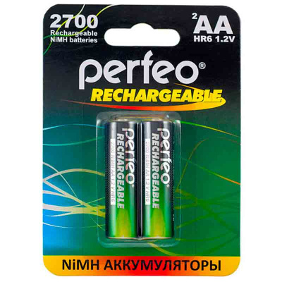 Аккумулятор AA Ni-MH Perfeo Rechargeable HR6 2700мАч BL2